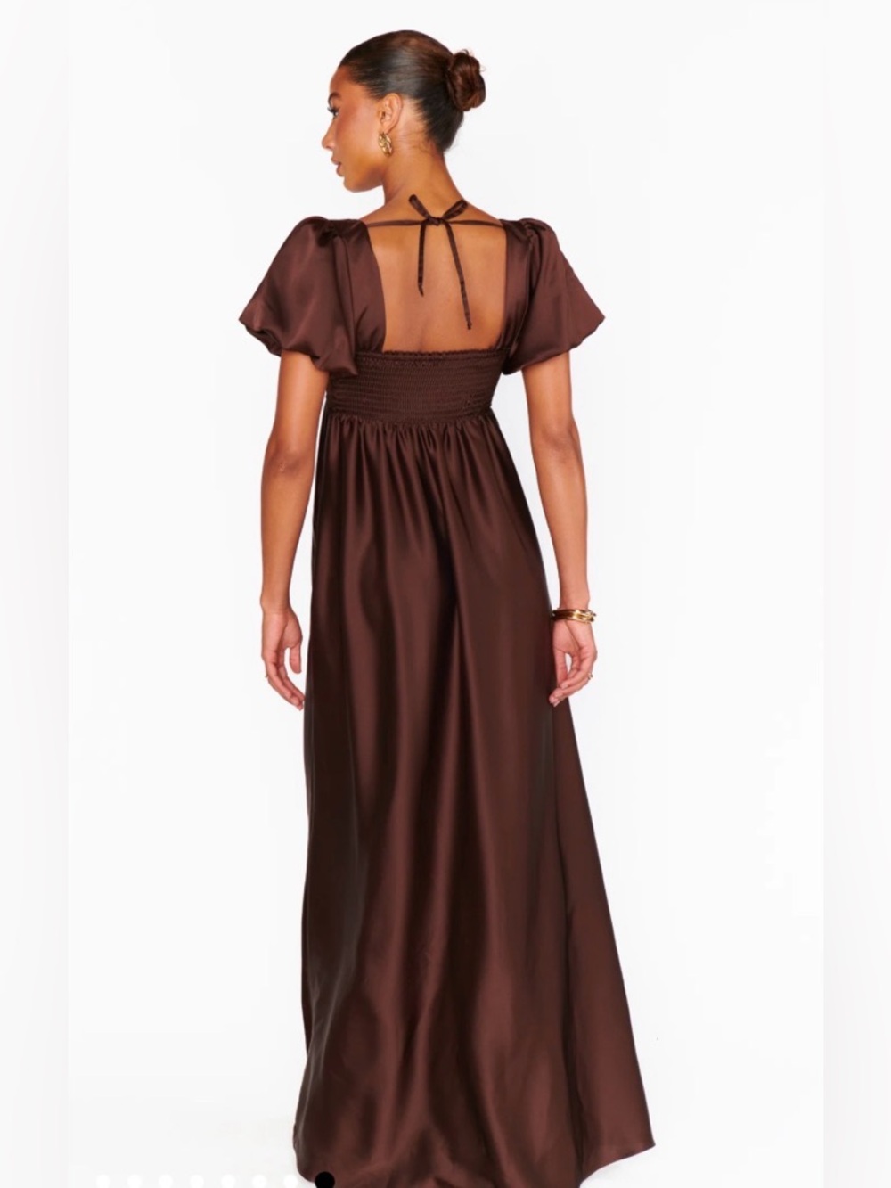 Show Me Your Mumu Nora Maxi Dress in Chocolate Luxe Satin - Picture 5 of 6